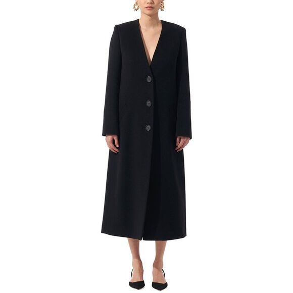 Carolina Herrera Womens  Long Wool Overcoat, Black - Picture 1 of 3
